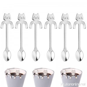 Skedee 6 Pcs Stainless Steel Coffee Spoon Love Cat Hanging Spoons Dessert Spoons Tea Coffee Scoops - 4 3/5 Inches - B077RV3FLS